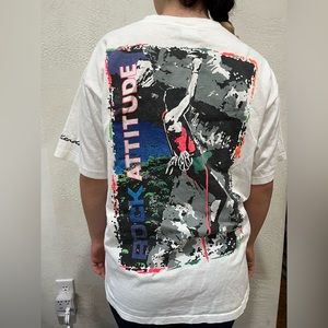 Weekends Beach Wear Men’s Large White Tee Shirt “Rock Attitude” Neon Color Print